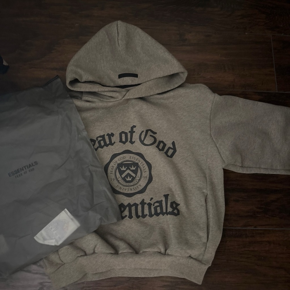 Mens XS Essentials Authentic Hooded Sweatshirt - Gray/brownish